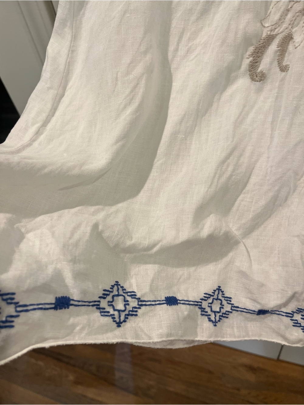 Johnny Was Joy Love Light Medium 100% Linen Embroidered Dress White - Picture 5 of 6